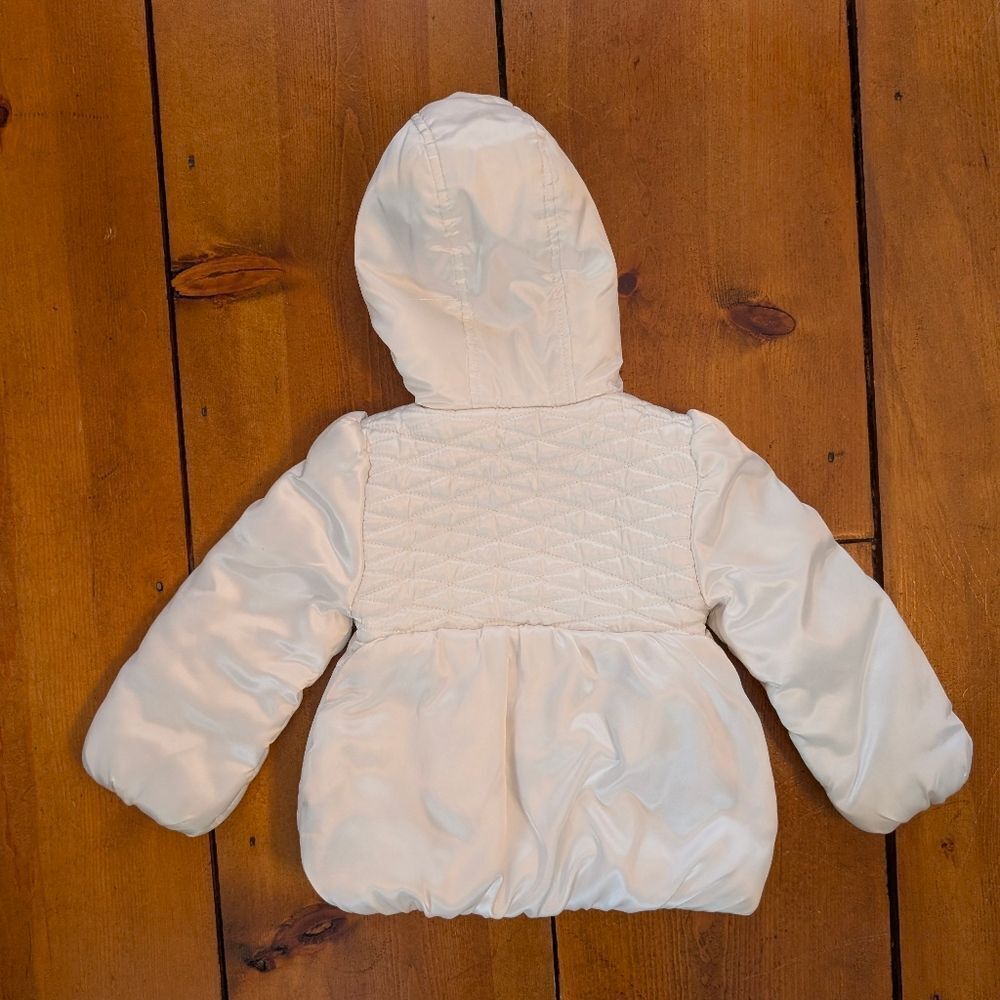 Disney Frozen Jacket Girls 4 White Hooded Quilted Puffer Coat Elsa Anna Fleece - Picture 5 of 5
